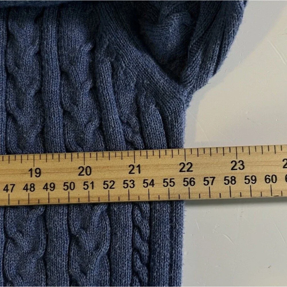 Alex Cannon Cable Knit Sweater  L  Sleeves Crew Neck Denim Blue Preppy Casual XL